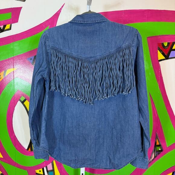 Cruel Denim, Pearl Snap Shirt with Fringe. Size Medium. Excellent condition! - Picture 6 of 6